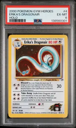 Pokemon TCG Gym Heroes #4 Erika's Dragonair PSA 6 EX-MT - Image 1