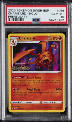 2020 POKEMON SWSH BLACK STAR PROMO PRERELEASE #066 CHARIZARD-HOLO PSA 10 - Image 1