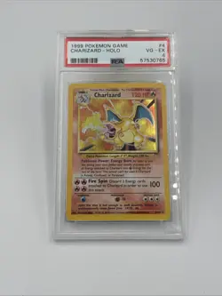 RARE 1999 Pokemon Base Set Charizard #4 Holo PSA 4 - Image 1