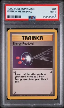 1999 POKEMON BASE SET UNLIMITED #81 ENERGY RETRIEVAL PSA 9 - Image 1