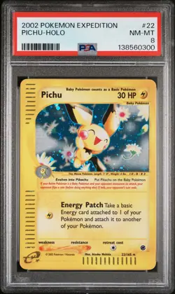 Pokemon TCG Expedition #22 Holo Pichu PSA 8 NM-MT - Image 1