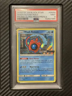 2018 PSA 9 Wash Rotom Holo #SM94 Promo Ultra Prism Prerelease Pokemon TCG S&M UP - Image 1