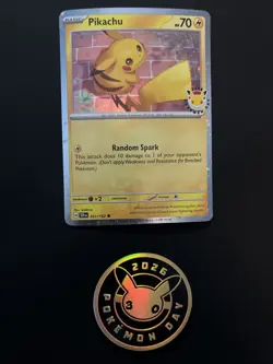 Pokemon TCG Pikachu Pokemon Day 2026 Promo And Coin - Image 1