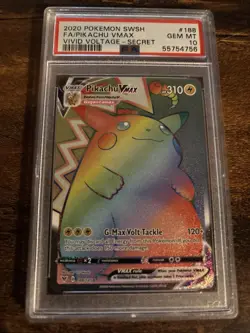 Pokemon Pikachu VMAX Vivid Voltage Secret Rare Full Art #188 PSA 10 Gem Mint - Image 1