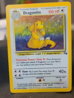 1999 Pokemon TCG Dragonite Fossil 4/62 Holo Unlimited - Image 1
