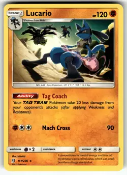Lucario 117/236 SM - Unified Minds LP Pokemon Card TCG - Image 1