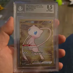 Pokemon TCG Mew EX 205/165 Scarlet & Violet 151 UR Metal Card Beckett 8.5 180 HP - Image 1