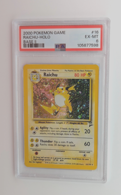 2000 Raichu 16/130 Pokemon TCG Base Set 2 Rare PSA 6 With Swirl Spiral - Image 3