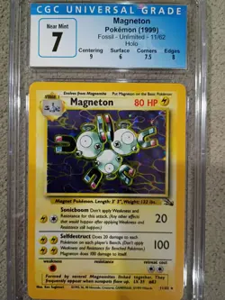 CGC 7 Magneton Pokemon Fossil Unlimited Holo 11/62 - Image 1