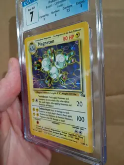 CGC 7 Magneton Pokemon Fossil Unlimited Holo 11/62 - Image 3