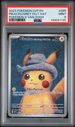 2023 POKEMON SVP EN-SV BLACK STAR PROMO #085 PIKACHU WITH GREY FELT HAT PSA 9 - Image 1