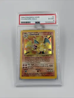 VERY RARE!! 1999 Pokemon Base Set Charizard #4 Holo PSA 6 EX-NM LOGAN PAUL - Image 1
