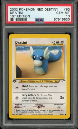 PSA 10 Dratini 1st Edition Neo Destiny 63/105 Pokemon Card - Image 1