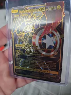 Captain America & Braviary GX Black Foil Fan Art Vinyl Collector Card - Image 2