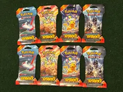 Pokemon SURGING SPARKS Sleeved Booster Pack Art Set (8 Packs 80 Cards) BRAND NEW 820650853258 - Image 1