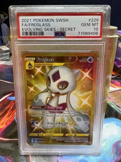 2021 Pokemon SWSH Evolving Skies Froslass Gold Secret Rare Card 226/203 PSA 10 - Image 1
