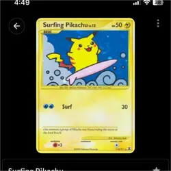 Pokemon Surfing Pikachu Rising Rivals Secret Rare 114/111 Holo TCG Card - Image 1