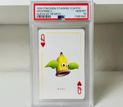 1998 Pokemon PSA 10 Weepinbell Stadium 3D Poker Playing Card Yellow Queen Hearts - Image 1