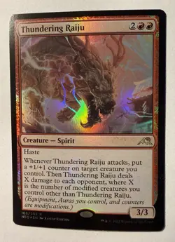 x1 Thundering Raiju - Foil R MTG Kamigawa: Neon Dynasty M/NM, English - Image 1
