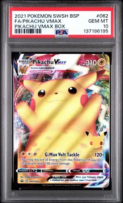 2021 Pokemon SWSH Celebrations Pikachu VMAX SWSH062 Promo PSA 10 - Image 1