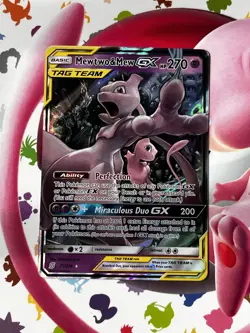 Pokemon Mewtwo & Mew GX TAG TEAM SM-Unified Minds Ultra Rare Holo 71/236 270 HP - Image 4