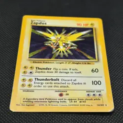 Zapdos (016/102) Base Set Unlimited Holo Rare- Vintage Pokemon TCG (HP) - Image 3