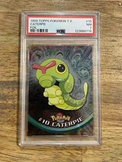 GRADED PSA 7 1999 TOPPS Pokemon T.V. Caterpie Foil #10 - Image 1