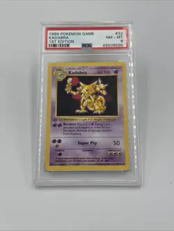 1999 POKEMON BASE SET 1ST EDITION #32 KADABRA PSA 8 NM-MINT RARE - Image 1