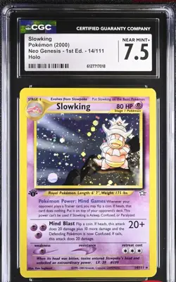 CGC 7.5 Slowking Neo Genesis 1st Edition 14/111 Holo Pokemon Card - Image 1