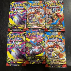 Pokemon TCG Mega Evolution Sleeved Booster Packs 6 Sealed Packs free shipping - Image 1