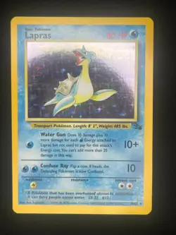 Lapras Pokemon Card TCG 10/62 Fossil Set Unlimited Holo - Image 1