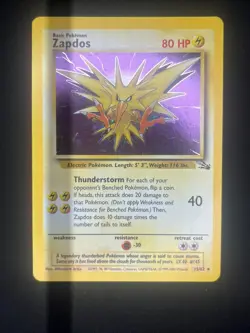 Pokemon TCG Zapdos Fossil 15/62 Holo Unlimited Holo Rare - Image 1