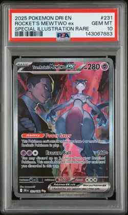 2025 POKEMON DRI EN-DESTINED RIVALS #231 TEAM ROCKET'S MEWTWO EX PSA 10 - Image 1