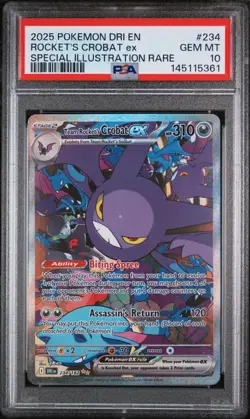 2025 POKEMON DRI EN-DESTINED RIVALS #234 TEAM ROCKET'S CROBAT EX PSA 10 - Image 1