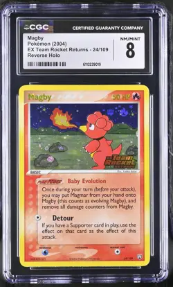 CGC 8 Pokemon Magby 24/109 2004 EX Team Rocket Returns Rare Reverse Holo - Image 1