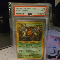 2000 Pokemon P.M. Japanese Neo 2 Discovery BEEDRILL Holo #15 PSA 9 MINT Rare! - Image 1