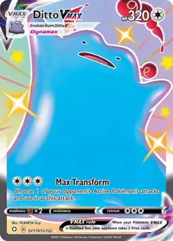 Ditto VMAX SV119/SV122 Shining Fates: Shiny Vault Holo Pokemon TCG Card Stock - Image 1