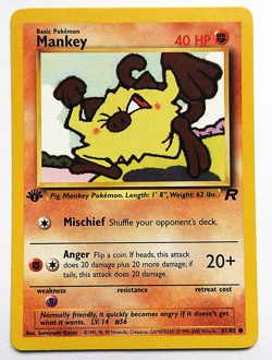 POKEMON MANKEY 61/82 1st EDITION REGULAR TEAM ROCKET 2000 WIZARDS LP - Image 1