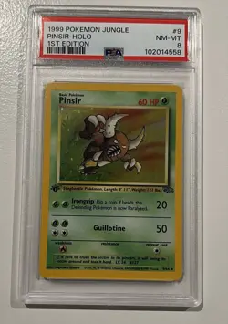 1999 POKEMON TCG JUNGLE PINSIR HOLO #9 1ST EDITION PSA 8 - Image 1