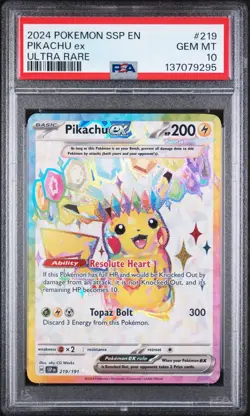 2024 Pokemon SSP EN-SURGING SPARKS 219 PIKACHU ex Ultra Rare PSA 10 - 137079295 - Image 1
