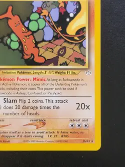 NM 1st Edition Sudowoodo Reg. 26/64 Neo Revelation Pokemon Card - Image 5