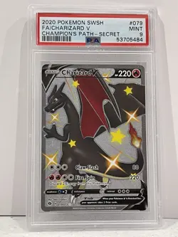 Pokemon Charizard V Champion's Path Secret Rare Holo 079/073 2020 PSA 9 - Image 1