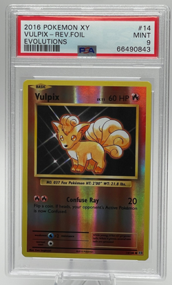 2016 POKEMON XY EVOLUTIONS #14 VULPIX REVERSE FOIL PSA 9 MINT - Image 1