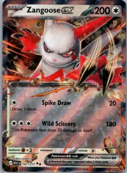 Zangoose ex 167/217 Double Rare ME: Ascended Heroes Pokemon Lightly Played - Image 1