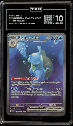 Pokemon Blastoise ex 151 MEW EN Special Illustration Rare #200 TAG 10 Gem Mint - Image 1