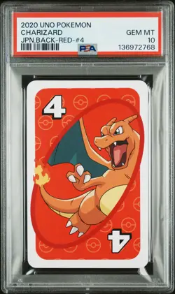 2020 UNO POKEMON JPN BACK-RED-#4 CHARIZARD PSA 10 - Image 1