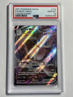 2021 POKEMON SWORD & SHIELD FUSION STRIKE #114 FULL ART/MEW VMAX PSA 10 - Image 1