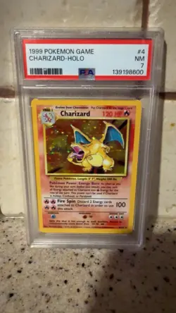 Pokemon TCG 1999 Charizard Base Set Holo Rare PSA 7 #4/102 Wizards of the Coast - Image 1