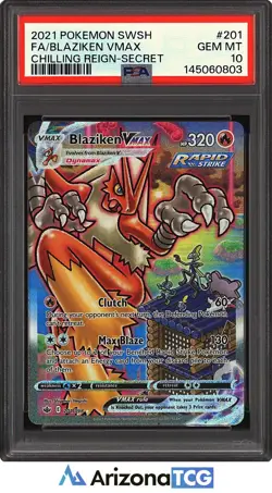 Pokemon 2021 Blaziken VMAX 201/198 Alt Art Chilling Reign GEM MINT PSA 10 - Image 1