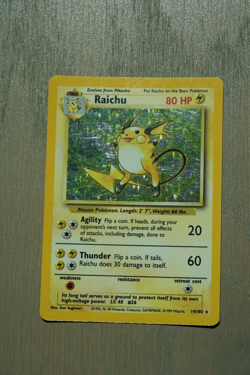 Pokemon Raichu 14/102 Base Set Holo Rare Unlimited (LP) - Image 1